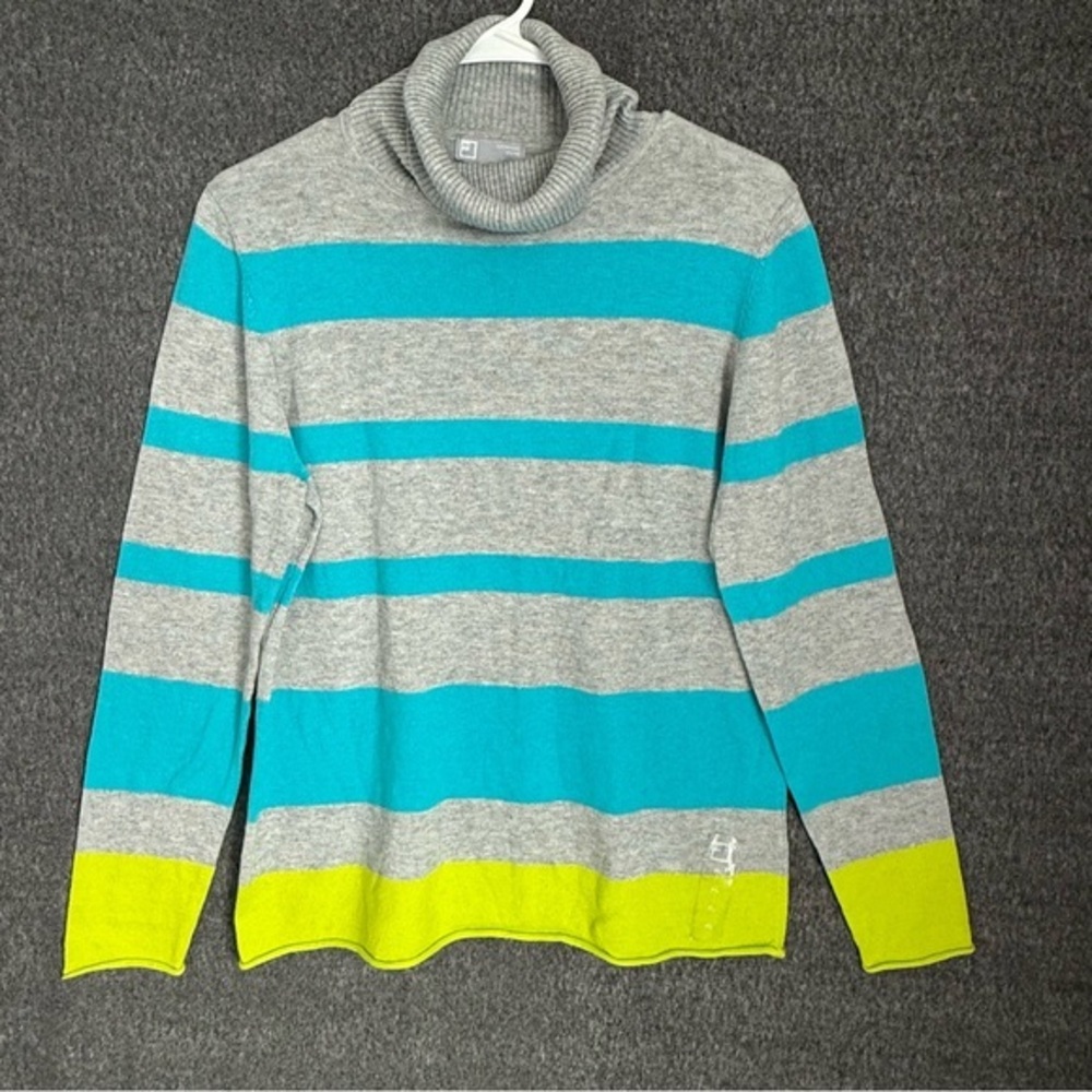 JCPenney New Cashmere blend Vibrant Striped Turtleneck Sweater Sz PL